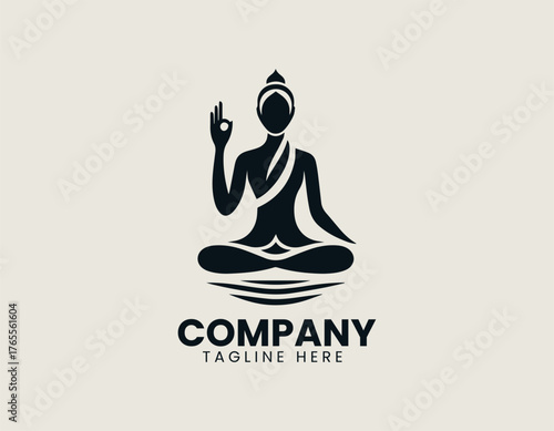Serene Buddha figure silhouette vector logo illustration