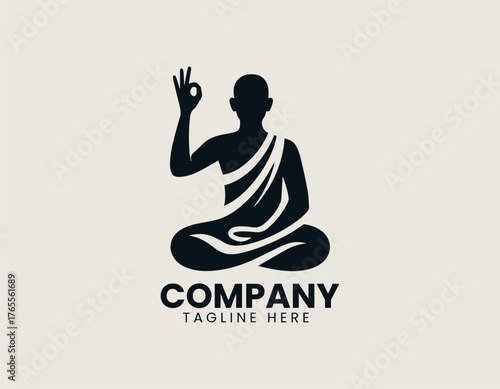 Serene Buddha figure silhouette vector logo illustration