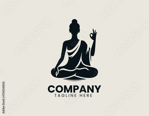 Serene Buddha figure silhouette vector logo illustration