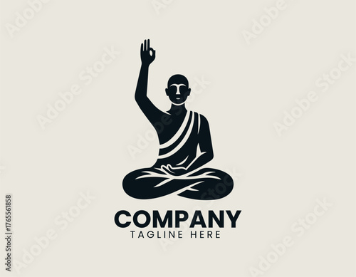 Serene Buddha figure silhouette vector logo illustration