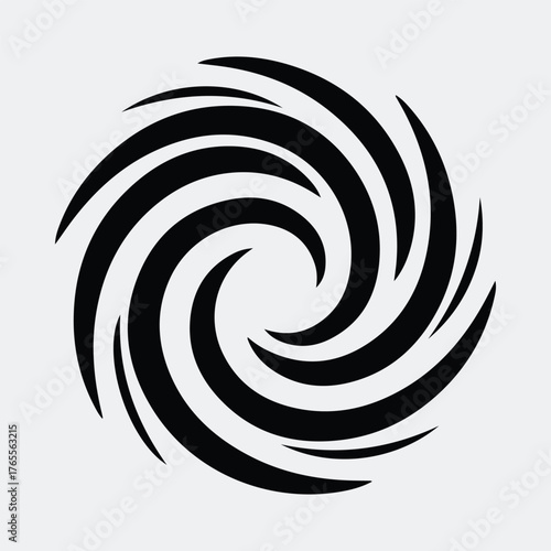 Silhouette circular swirl abstract design element minimalist style Vector illustration