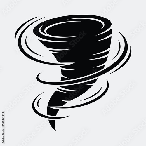 Silhouette Tornado cyclone dangerous hurricane disaster weather Vector illustration