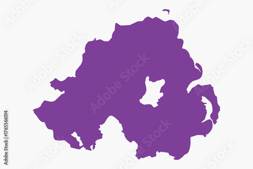 Vector graphic artwork suitable for print and web containing flat detailed map of NORTHERN IRELAND