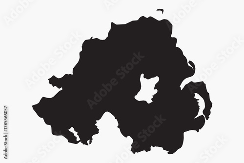 Vector graphic artwork suitable for print and web containing flat detailed map of NORTHERN IRELAND