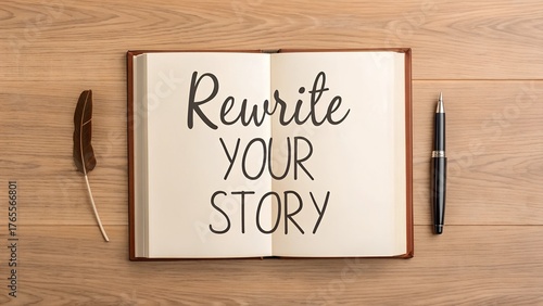 Open Book Displaying Rewrite Your Story Text