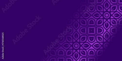 purple background with floral ornament, Vibrant, Purple Floral Geometric Pattern Background, Seamless Leaf Mandala Design Vector, Modern Islamic Art Wallpaper in Violet Hues