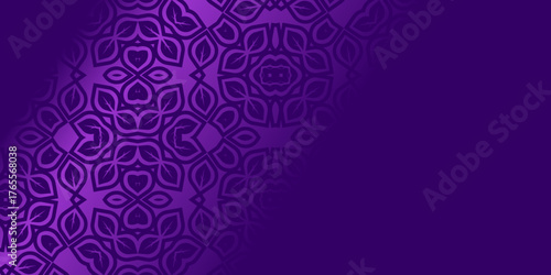 purple background with floral ornament, Vibrant, Purple Floral Geometric Pattern Background, Seamless Leaf Mandala Design Vector, Modern Islamic Art Wallpaper in Violet Hues