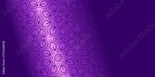 purple background with floral ornament, Vibrant, Purple Floral Geometric Pattern Background, Seamless Leaf Mandala Design Vector, Modern Islamic Art Wallpaper in Violet Hues