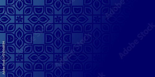 Deep Blue Ornamental Seamless Pattern Background, Dark Indigo Geometric Mandala Vector Design, Elegant Navy Blue Moroccan Style Abstract Wallpaper