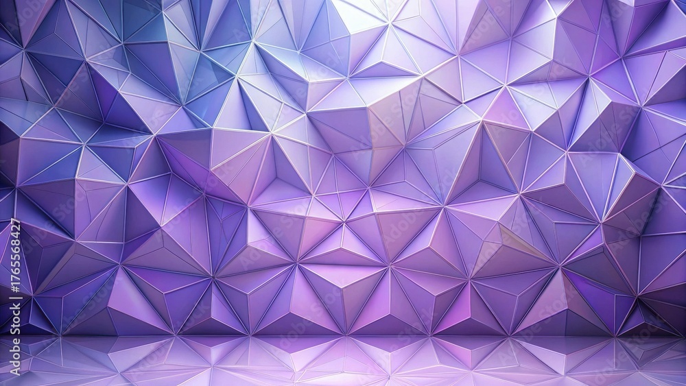 Obraz premium Abstract Purple Triangular Geometric Pattern Background Featuring a Reflective Surface