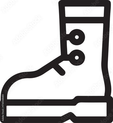 Army boot line art icon silhouette in clean minimalist vector style for military design.