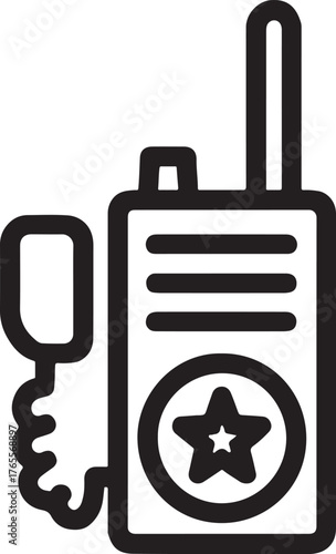 Military radio communication line icon in minimalist silhouette style for modern vector use.