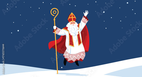 Saint Nicholas Character Festive Winter Celebration.