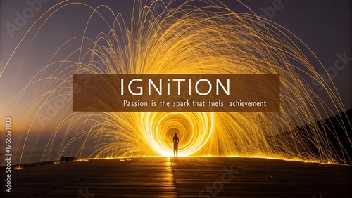 Person standing in front of vibrant fiery energy at night