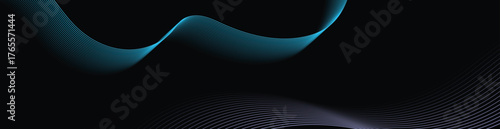 Abstract background with waves for banner. Medium banner size. Vector background with lines. Isolated design elements on black. Colorful gradient. Light purple and blue. Brochure.