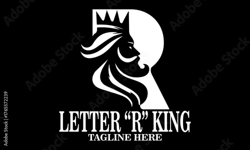 Letter R king vector illustration, letter R king logo art