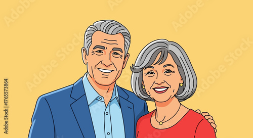 Charming Senior Couple Illustration: Capturing Love and Companionship in Later Life