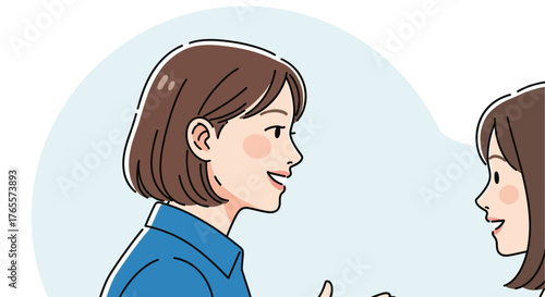 Conversation between two women, vector illustration of communication and interaction