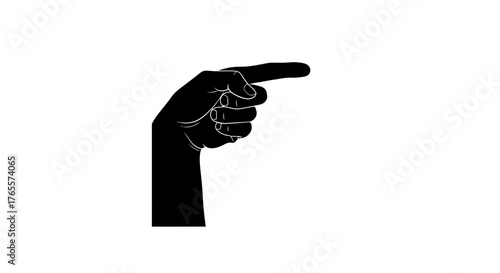 Pointing hand silhouette, graphic element for directions or instructions concept