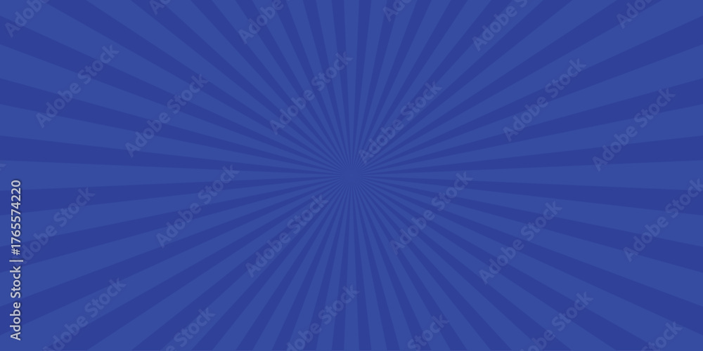 Deep blue sunburst radial burst pattern background with radiating lines and central focus for calm and sophisticated graphic design