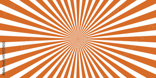 Bright orange and white radial burst pattern with clean radiating lines creating a dynamic sunbeam effect ideal for energetic backgrounds and attention-grabbing graphic design elements