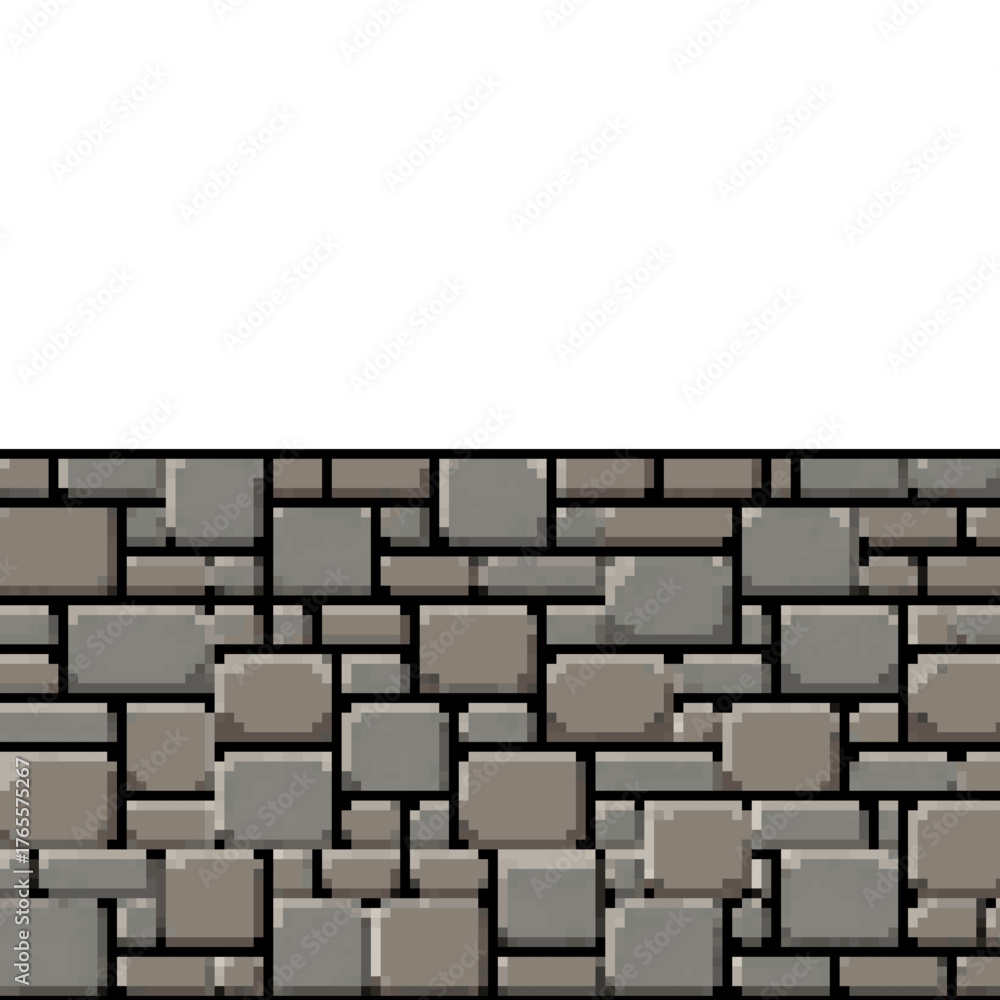 Fototapeta premium Pixelated Stone Wall Boundary