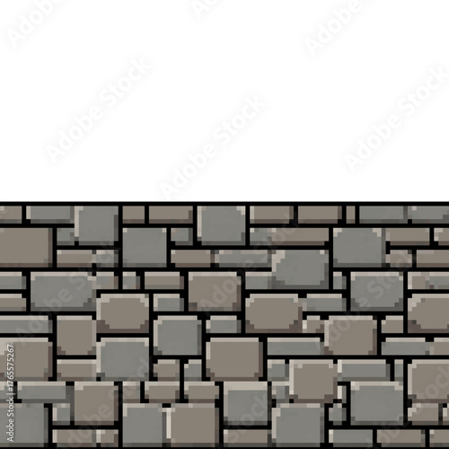 Pixelated Stone Wall Boundary