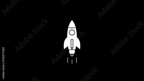 Space rocket vector illustration icon on white background. 4k motion.