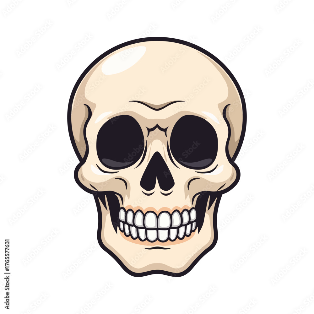 Obraz premium Cute cartoon skull with big eyes and smiling mouth