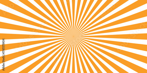 Vibrant Orange and White Sunburst Radial Burst Pattern Background Graphic Design Element vector illustration
