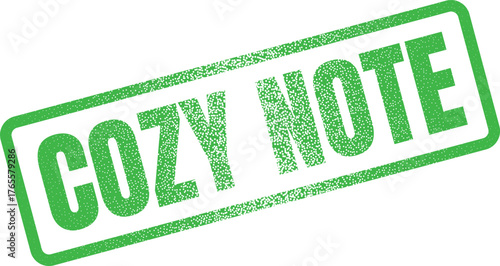 Green distressed rubber stamp with text Cozy Note conveying a pleasant and personal message for effective communication