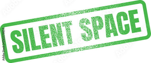 Silent Space Grungy Green Rectangular Stamp for Quiet Zones and Peaceful Environments