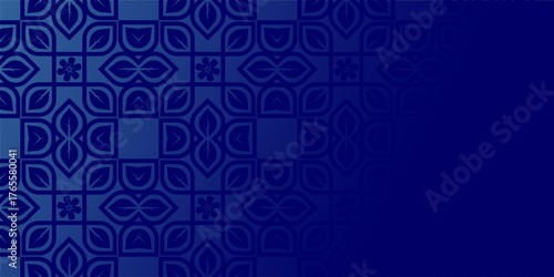 Deep Blue Ornamental Seamless Pattern Background, Dark Indigo Geometric Mandala Vector Design, Elegant Navy Blue Moroccan Style Abstract Wallpaper