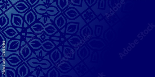 Deep Blue Ornamental Seamless Pattern Background, Dark Indigo Geometric Mandala Vector Design, Elegant Navy Blue Moroccan Style Abstract Wallpaper