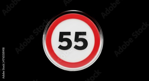 Speed Limit Sign Displaying the Number Fifty-Five Against Black Background. Free Download Speed Limit Sign Displaying the Number Fifty-Five Against Black Background. - GFXLoad