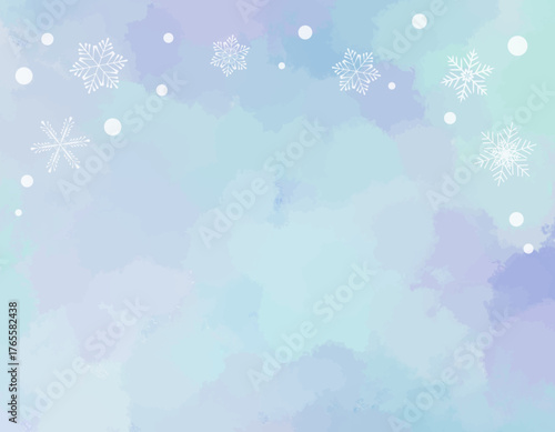 雪が降る綺麗なフレーム素材　青