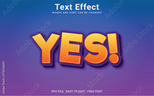 Editable Yes 3d text effect in Illustrator