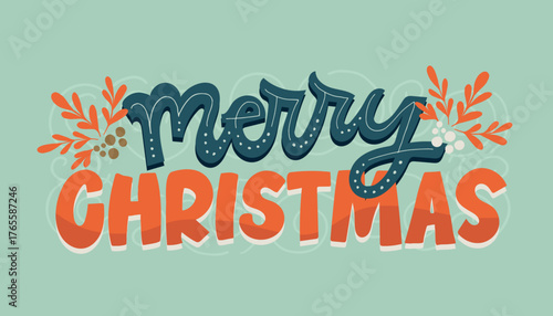 Merry Christmas and Happy New 2026 Year - cute hand drawn doodle lettering postcard. Hello 2026. Holly Jolly, Tis the season.