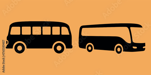Two bus icons side by side in side view 
