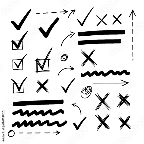 HandDrawn Check Marks and Crosses A Visual Guide.