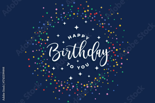happy birthday to you celebration confetti background design