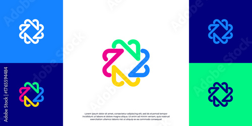 simple abstract people and human family logo design vector