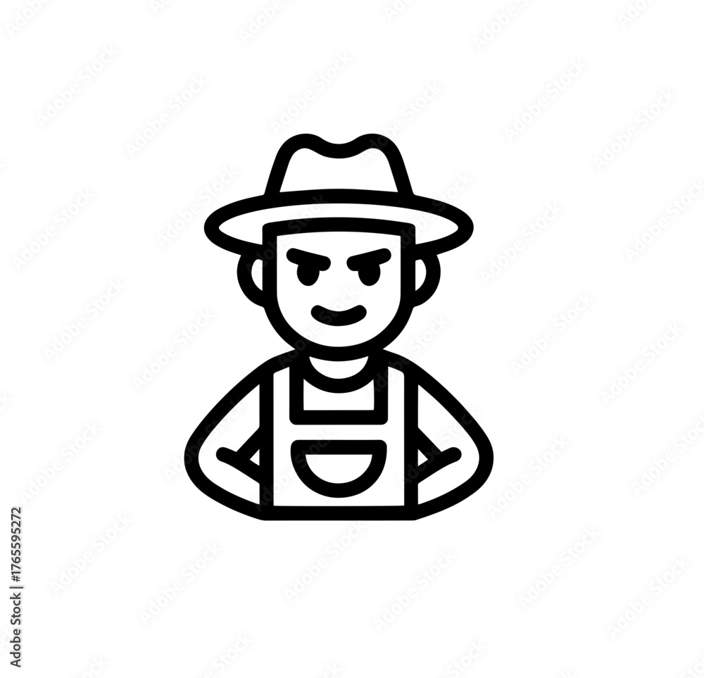 Fototapeta premium Vector Illustration of a a portrait of a farmer with lines drawing for logo,icon, black and white