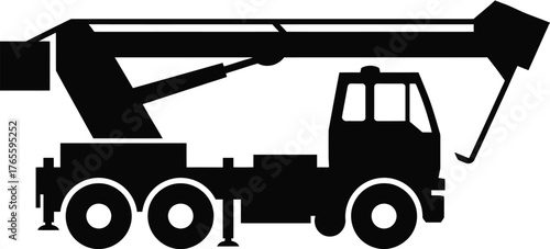 Crane truck silhouette vector illustration scalable eps icon for construction and industry silhouette vector illustration white background