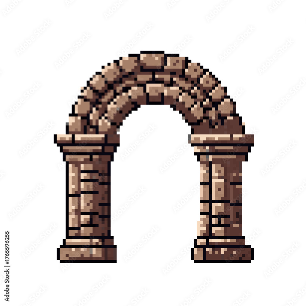 Fototapeta premium Ancient Stone Archway - Pixel Art