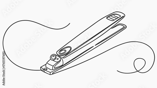 Sleek continuous line drawing of hair straightener with cord, perfect for beauty blogs, salon promotions, modern minimalist design projects & hairstyling guides