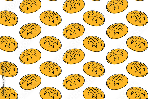 Doodle illustration of a round bread. Healthy organic baked goods. Perfect for branding, craft paper, menus, and bakery shops.
