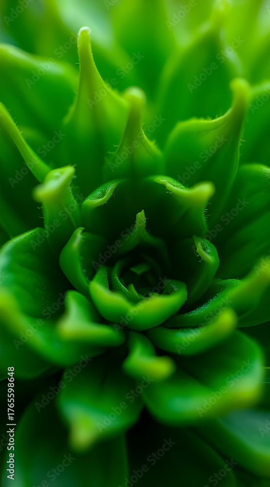 Fototapeta premium Macro photography of a vibrant green succulent plant, a beautiful natural pattern, perfect for a desktop wallpaper