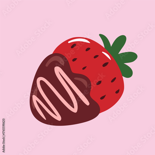 Valentine s Day vector illustration of strawberry in chocolate