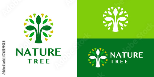 Creative simple nature tree logo template. Garden plant natural symbol logo design vector illustration.